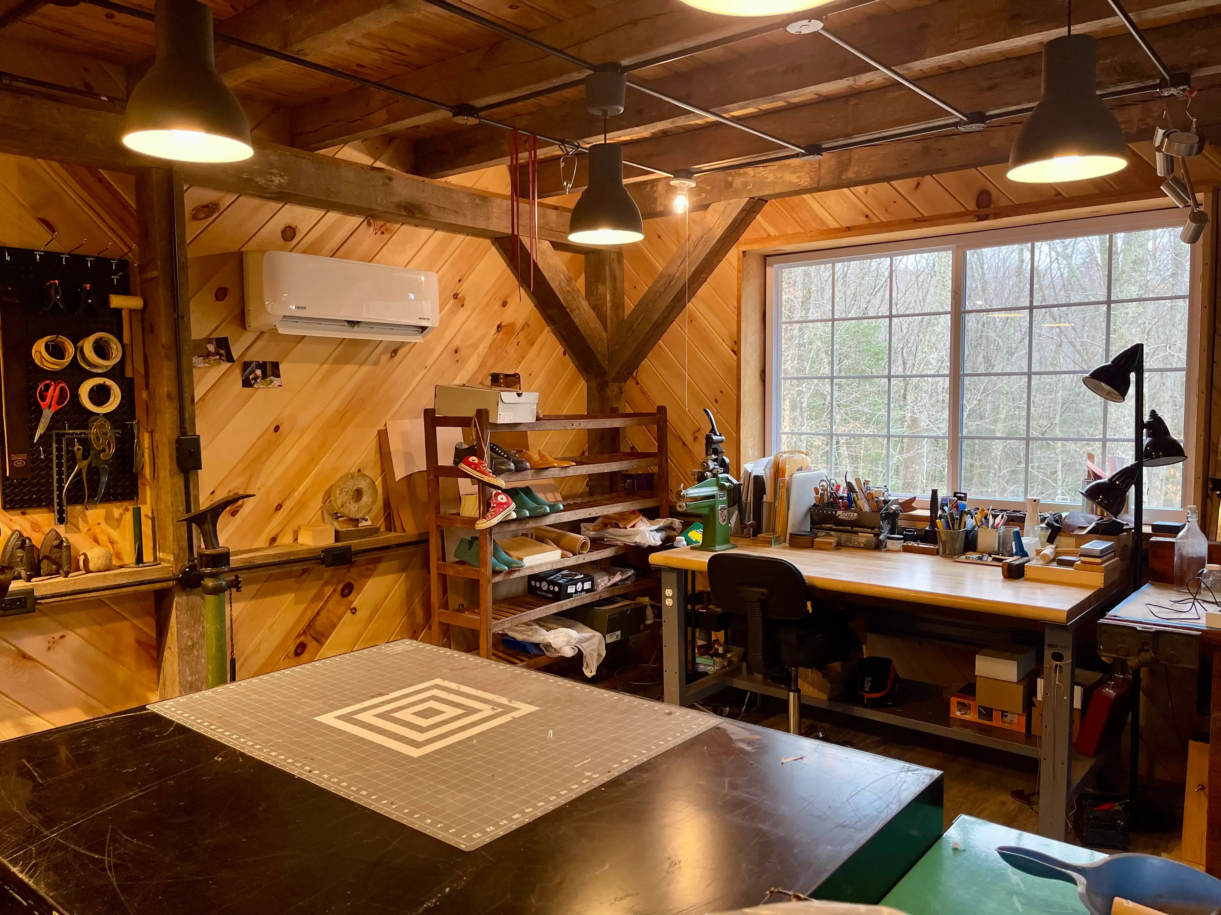Interior of shoemaking studio in Mansfield, CT USA